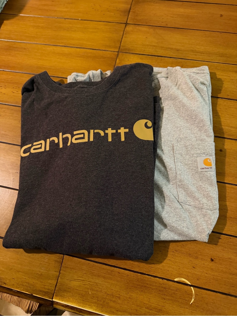 Carhartt Men’s Black Top with Gold Logo & Light Gray shirt Bundle